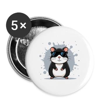 Hamster lunettes soleil - Lot de 5 grands badges (56 mm) - blanc - Devant