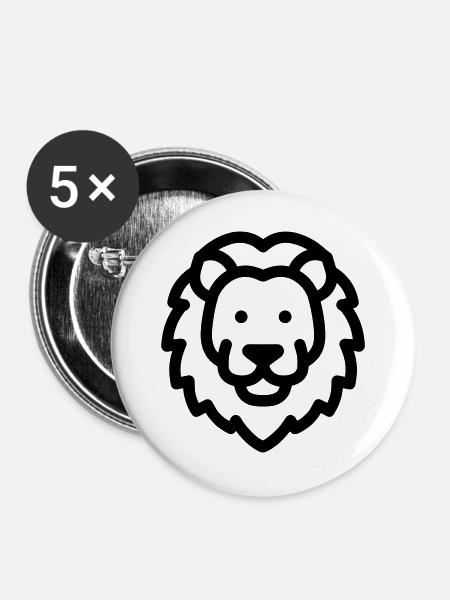 Löwe - Buttons groß 56 mm (5er Pack) - Weiß