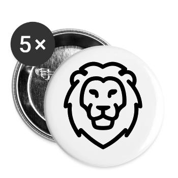 lion - Lot de 5 grands badges (56 mm) - blanc - Devant