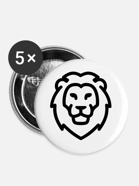 Löwe - Buttons groß 56 mm (5er Pack) - Weiß