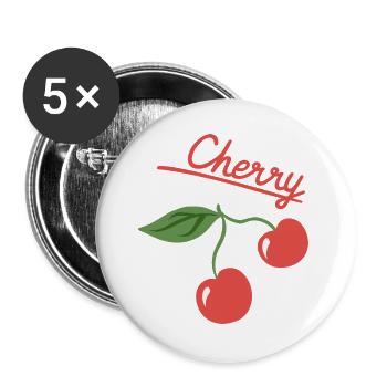 Cherry Fruit Summer Design - Buttons groß 56 mm (5er Pack) - Weiß - Vorne