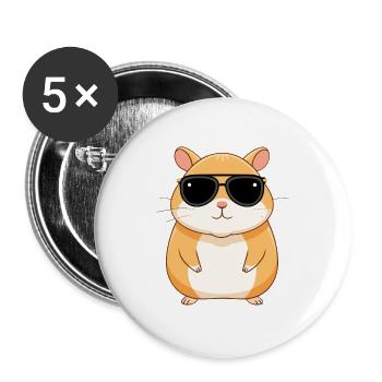Hamster Glam Dark Glasses - Buttons groß 56 mm (5er Pack) - Weiß - Vorne
