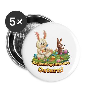Siggi und der Zauberwald - Ostern Eier bemalen - Buttons groß 56 mm (5er Pack) - Weiß - Vorne