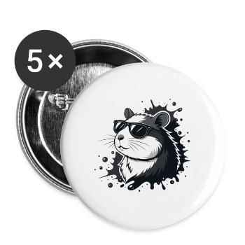 Hamster chic lunettes noires splash - Lot de 5 grands badges (56 mm) - blanc - Devant