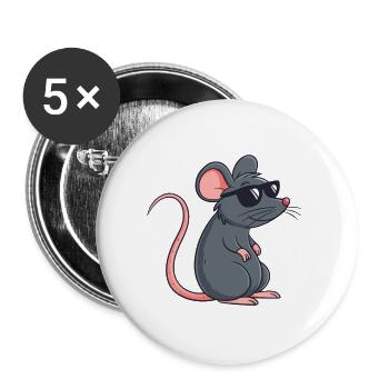 Ratten-Stilvolle Dunkle Brille - Buttons groß 56 mm (5er Pack) - Weiß - Vorne