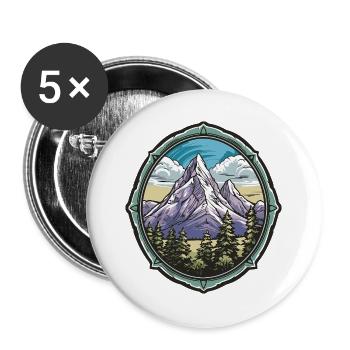 Bergpanorama im Waldrahmen - Buttons groß 56 mm (5er Pack) - Weiß - Vorne