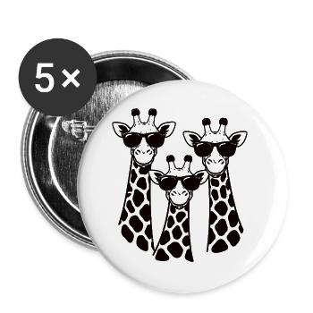 Trio girafe avec lunettes de soleil - Lot de 5 grands badges (56 mm) - blanc - Devant