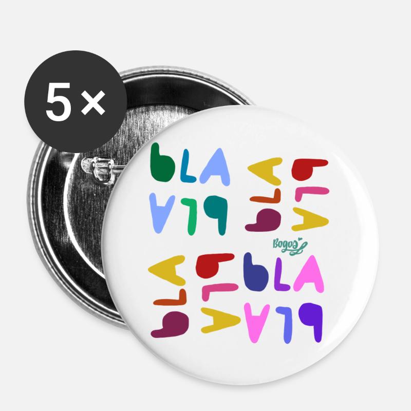 Bla bla bla  - Buttons groß 56 mm (5er Pack) - Weiß