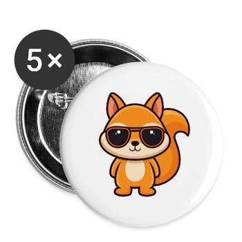 Écureuil Cool - Lunettes de Soleil Style Kawaii - Lot de 5 grands badges (56 mm) - blanc - Devant