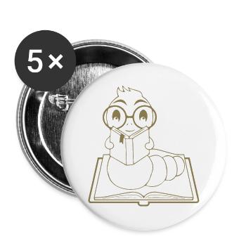 Silhouette de nerd de lecteur minimaliste - Lot de 5 grands badges (56 mm) - blanc - Devant