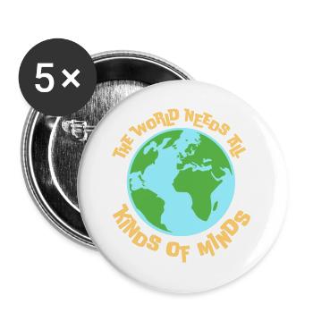 Le monde a besoin de toutes sortes d’esprits inspirants - Lot de 5 grands badges (56 mm) - blanc - Devant