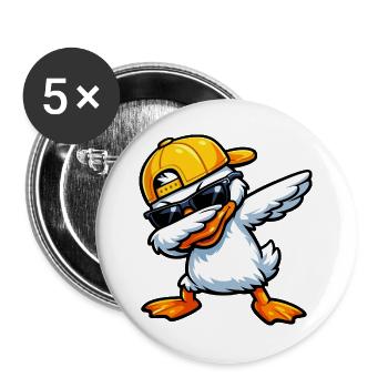 Dabbing Duck - Buttons large 2.2''/56 mm (5-pack) - white - Front