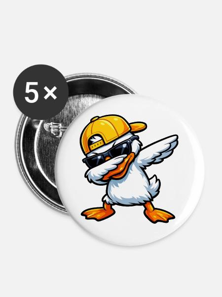 Dabbing Duck - Buttons groß 56 mm (5er Pack) - Weiß