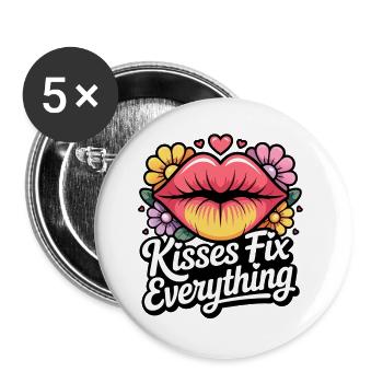 Kisses and hugs heal everything - Buttons large 2.2''/56 mm (5-pack) - white - Front