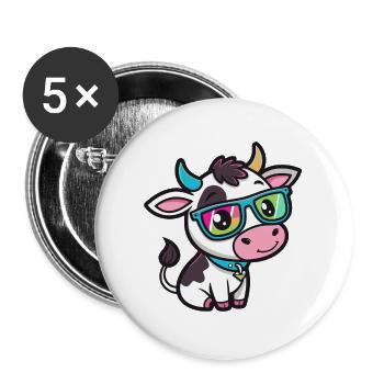 Kuh-Chic-Regenbogengläser - Buttons groß 56 mm (5er Pack) - Weiß - Vorne