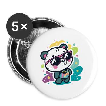 Panda Pop Pink Glasses - Buttons large 2.2''/56 mm (5-pack) - white - Front