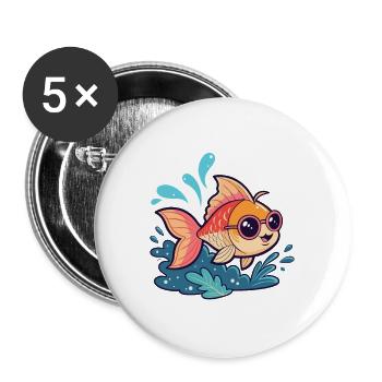 Fish Splash Sonnenbrille - Buttons groß 56 mm (5er Pack) - Weiß - Vorne