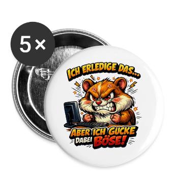 Ich mach das Hamster - Buttons groß 56 mm (5er Pack) - Weiß - Vorne