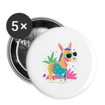 Eselfestliche Regenbogensonnenbrille - Buttons groß 56 mm (5er Pack) - Weiß - Vorne
