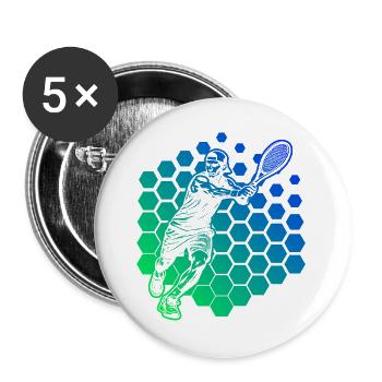 Geschenkidee für einen Tennis mit Tennis - Buttons groß 56 mm (5er Pack) - Weiß - Vorne
