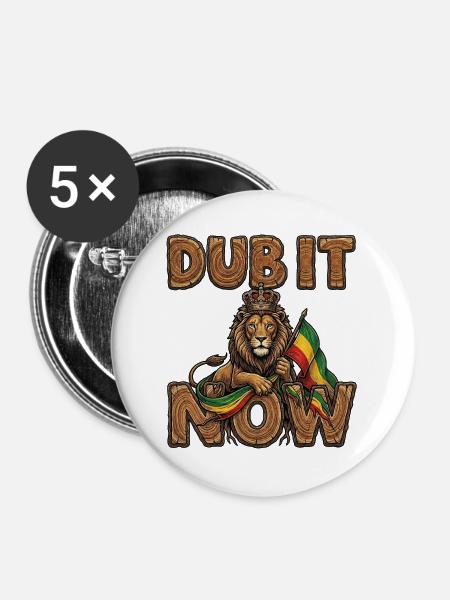 Dub It Now Holz Reggae - Buttons groß 56 mm (5er Pack) - Weiß