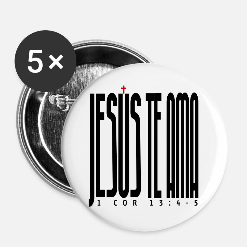 Jesus Loves You 2 - Buttons large 2.2''/56 mm (5-pack) - white
