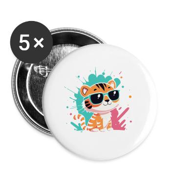 Tiger Chic bunte Sonnenbrillen - Buttons groß 56 mm (5er Pack) - Weiß - Vorne
