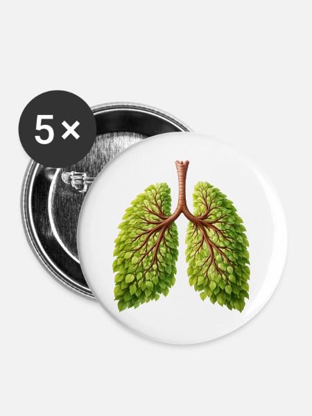 Lunge Natur Baum Design - Buttons groß 56 mm (5er Pack) - Weiß