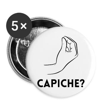 Capiche – Verstehst du? - Buttons groß 56 mm (5er Pack) - Weiß - Vorne