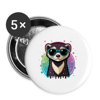 Loutre arc-en-ciel lunettes bleues - Lot de 5 grands badges (56 mm) - blanc - Devant