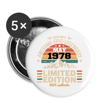 Mai 1978 - May 1978 - Lot de 5 grands badges (56 mm) - blanc - Devant