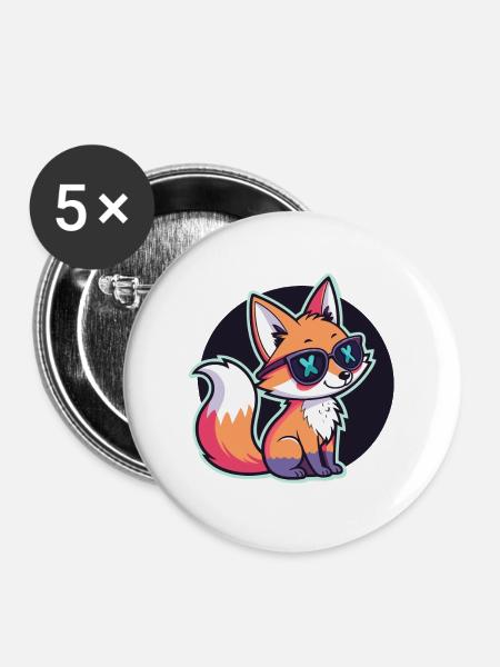Fox Chill UV-Zeichentrickbrille - Buttons groß 56 mm (5er Pack) - Weiß