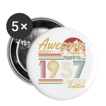 1957 Jahrgang Vintage Geburtstag Geschenk Retro - Buttons groß 56 mm (5er Pack) - Weiß - Vorne