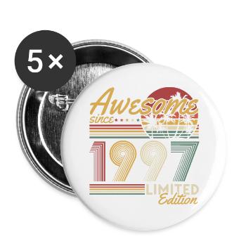 Cadeau d’anniversaire vintage vintage 1997 rétro - Lot de 5 grands badges (56 mm) - blanc - Devant