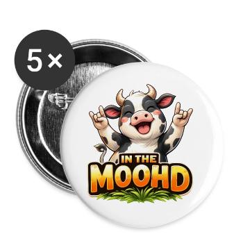 Dans le Moohd – Dessin animé de la Vache Drôle - Lot de 5 grands badges (56 mm) - blanc - Devant