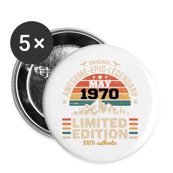 Mai 1970 – Mai 1970 - Buttons groß 56 mm (5er Pack) - Weiß - Vorne