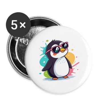 Pinguin Cool Pop Roseglasses - Buttons groß 56 mm (5er Pack) - Weiß - Vorne