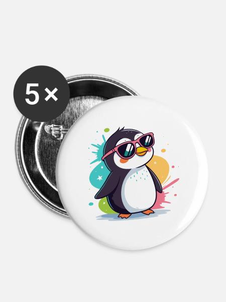 Pinguin Cool Pop Roseglasses - Buttons groß 56 mm (5er Pack) - Weiß
