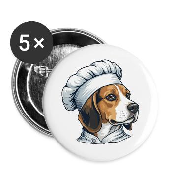 Cheerful Beagle Chef Cartoon Kitchen Food Humor - Buttons large 2.2''/56 mm (5-pack) - white - Front