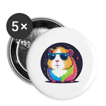 Hamster arc-en-ciel lunettes de soleil - Lot de 5 grands badges (56 mm) - blanc - Devant