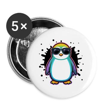 Penguin Rainbow Glasses - Buttons large 2.2''/56 mm (5-pack) - white - Front
