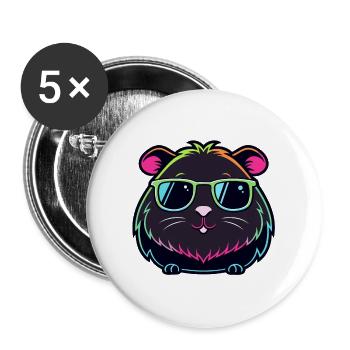 Hamster-Neon-Sonnenbrille - Buttons groß 56 mm (5er Pack) - Weiß - Vorne