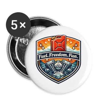 Insigne de Liberté de Carburant Fun - Lot de 5 grands badges (56 mm) - blanc - Devant
