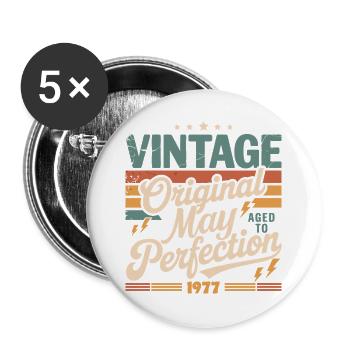 Vintage May 1977 – Perfection for 49 years - Buttons large 2.2''/56 mm (5-pack) - white - Front