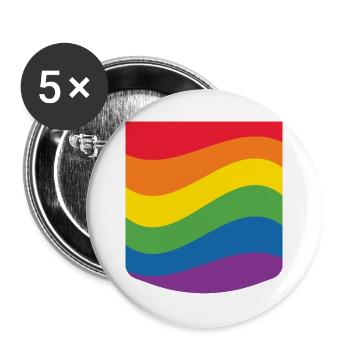 Rainbow Wave Pride Flag Minimal Design - Buttons groß 56 mm (5er Pack) - Weiß - Vorne