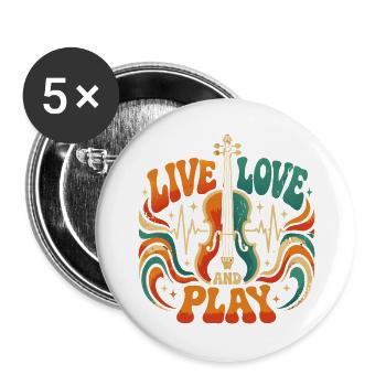 Vivre, aimer et jouer du violon - Lot de 5 grands badges (56 mm) - blanc - Devant