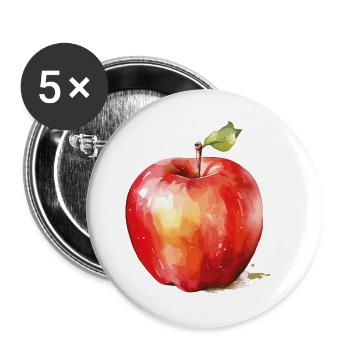 Watercolor Apple – Red Fruit Accent - Buttons large 2.2''/56 mm (5-pack) - white - Front