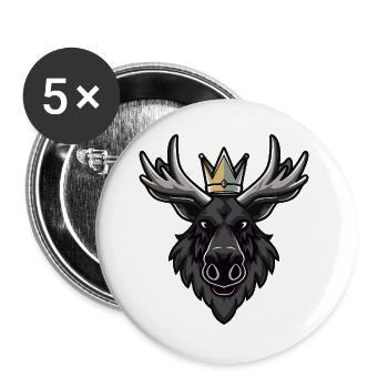 Moose Head Crown - Buttons large 2.2''/56 mm (5-pack) - white - Front
