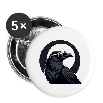 Urban crow in sunglasses - Buttons large 2.2''/56 mm (5-pack) - white - Front