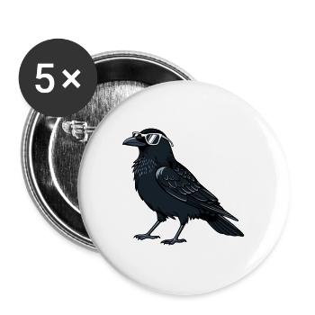 Corbeau chic lunettes blanches - Lot de 5 grands badges (56 mm) - blanc - Devant